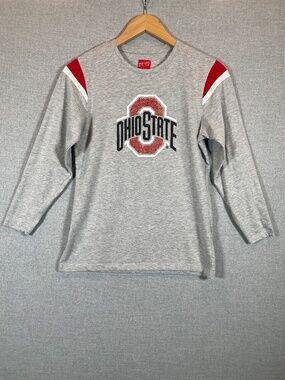 Ohio State Buckeyes Girls Long Sleeve Gray Glitter Shirt OSU NCAA Size L